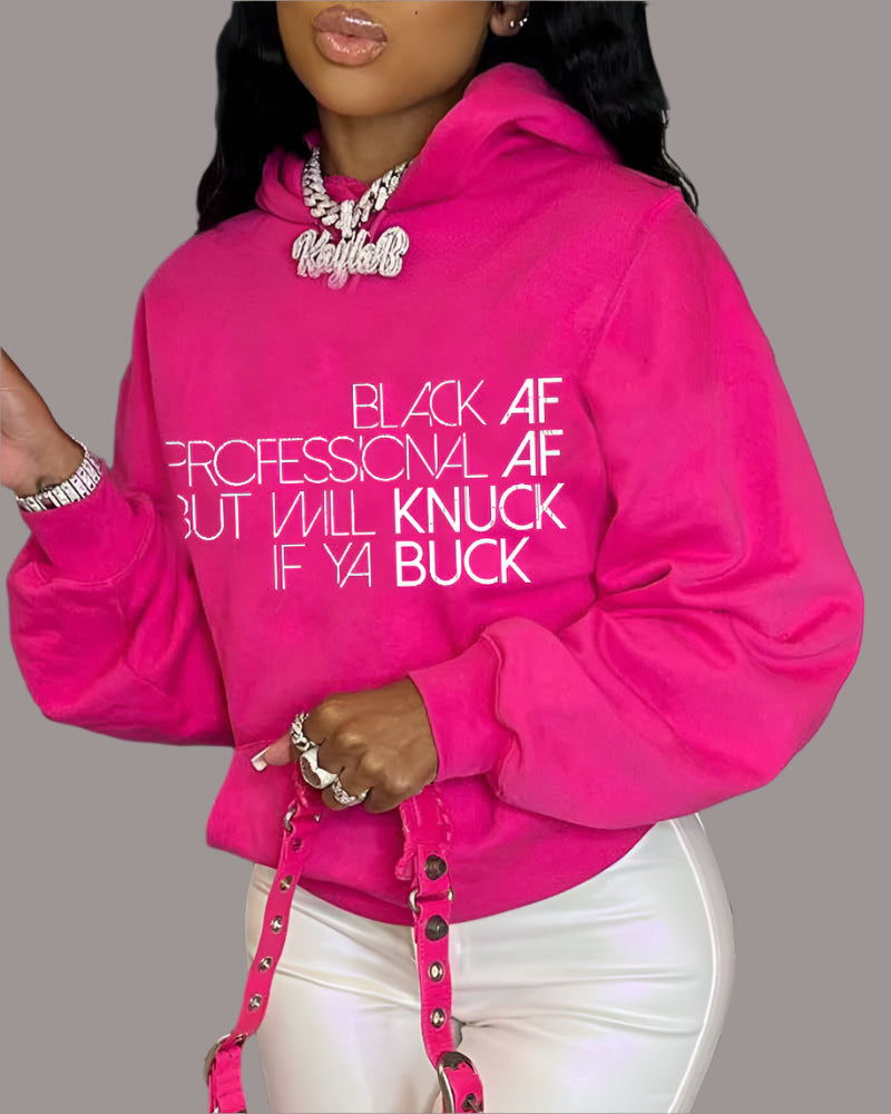 Hoodie Black AF/Knuck if ya Buck